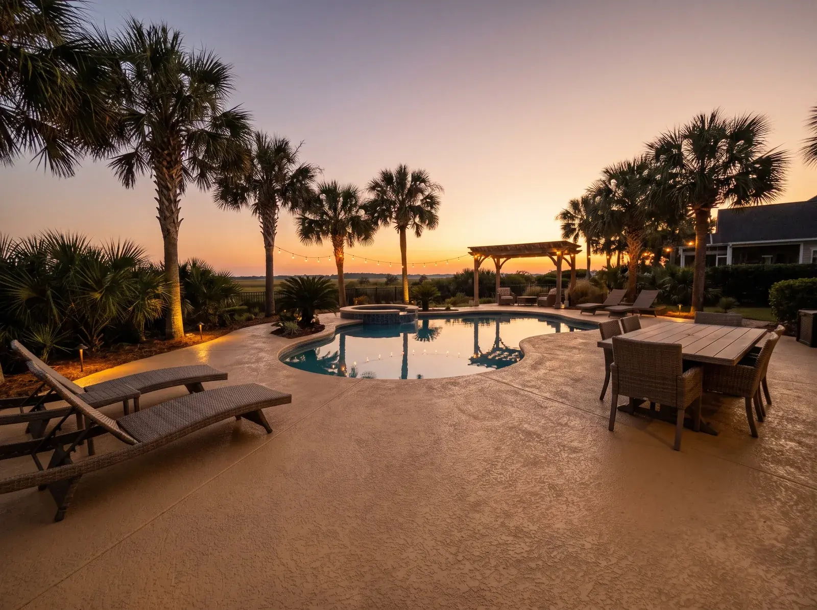 Coated patio and pool deck on St. Simons Island, GA