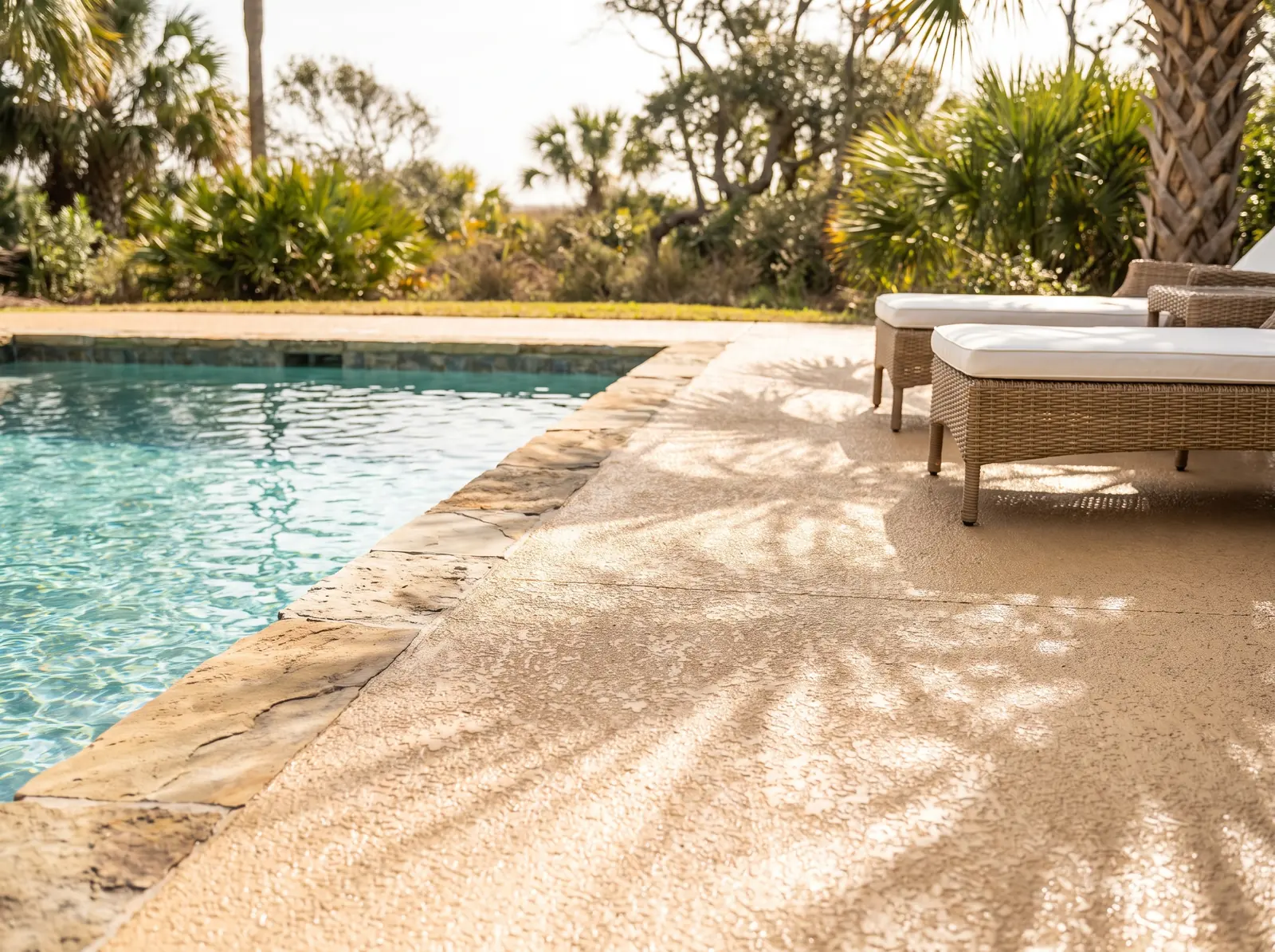 Textured epoxy pool deck coating on St. Simons Island, GA